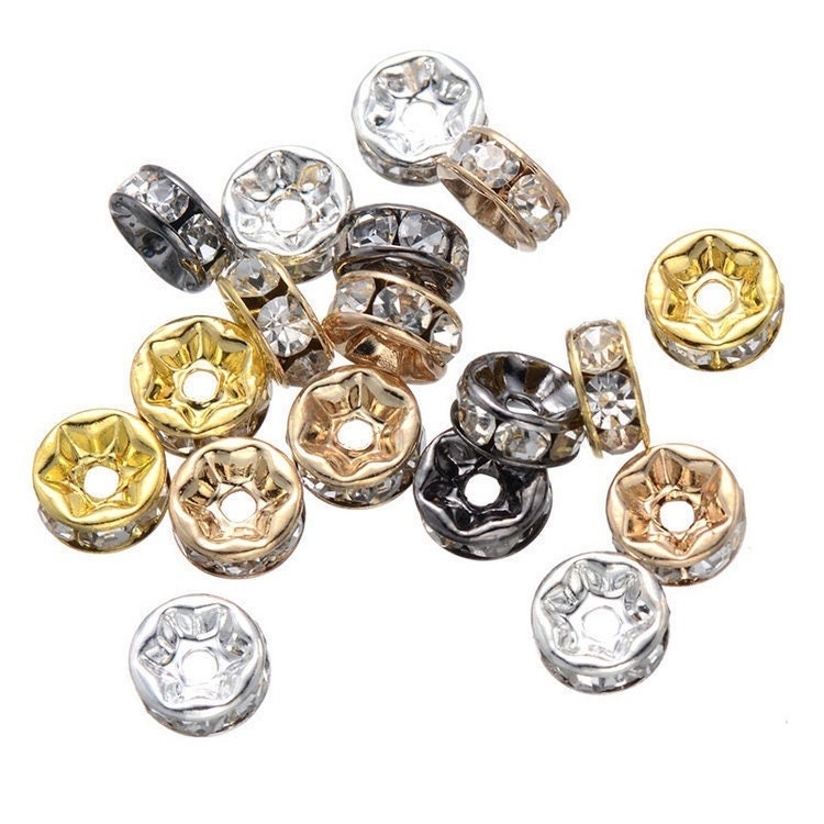 Bulk Assorted Color 4/6/8/10mm Silver/gold Rhinestone Rondelle - Etsy