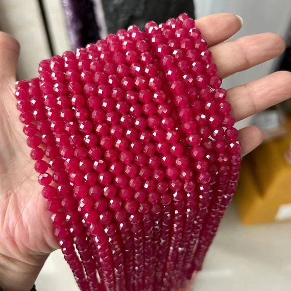 Perline Rotonde Sfuse In Giada Rossa Da 12 Mm, Perline Di Cristallo - Foto 4