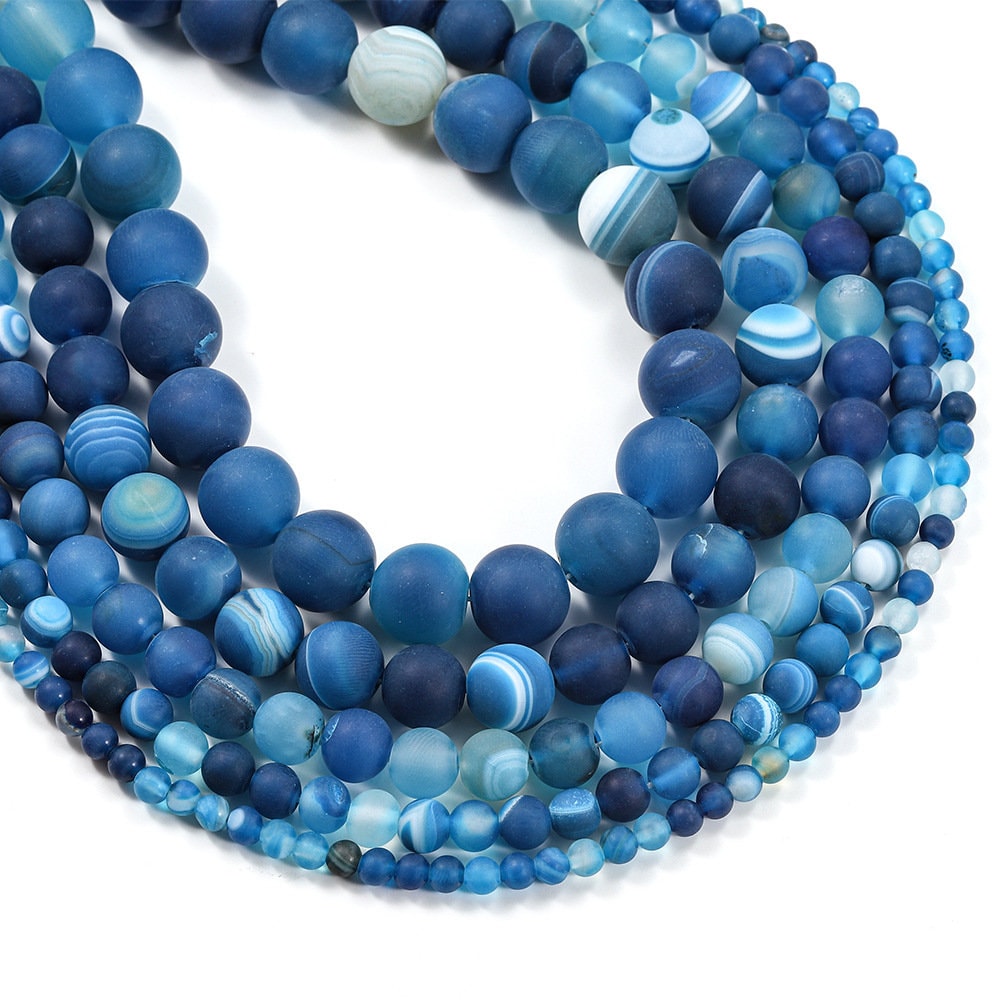 6mm Blue Lace Agate Beads - Natural Gemstone Beads For Jewelry Making (60+ Beads Per Strand)