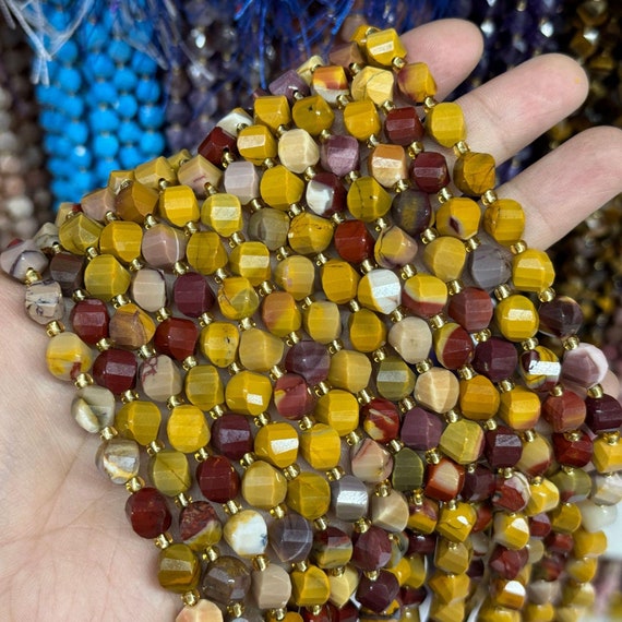 Natural Spiral Twist Faceted Genuine Mookaite Beads Real Loose
