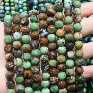 1 Full Strand Genuine Natural Real Green Opal Gemstone Loose Round Beads Stone Gemstone Suppliers for DIY Jewelry Making 6mm 8mm 10mm 15.5 image 2