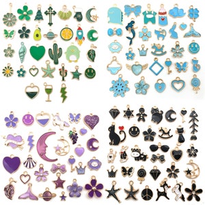 Bulk Wholesale Lot Assorted Style Multicolor Gold Enamel Charms for DIY Bracelet Necklace Handmade Jewelry Making Accessories image 7