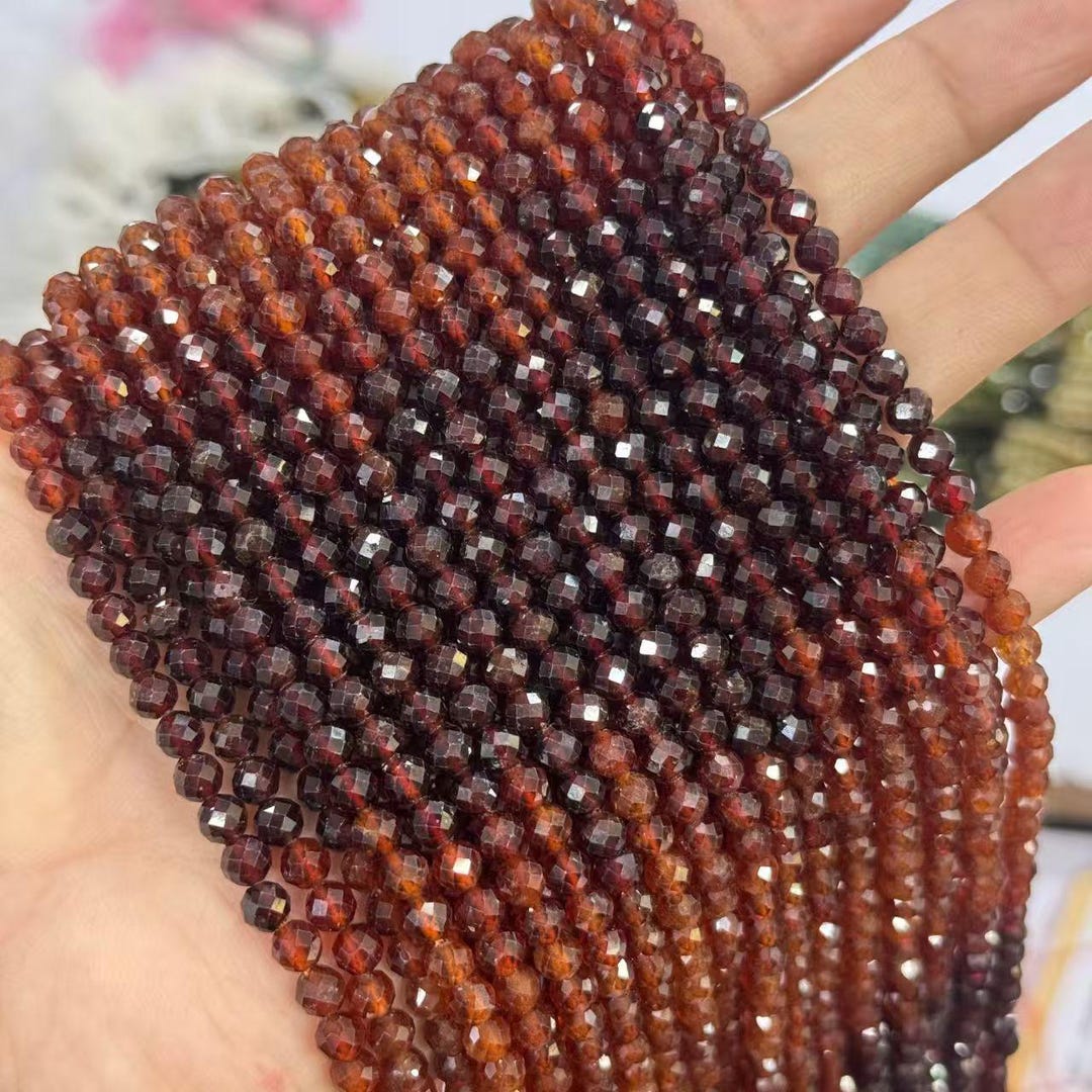 Garnet Gradient Genuine Natural Round Micro Faceted Gradient Orange Garnet Gemstone ...