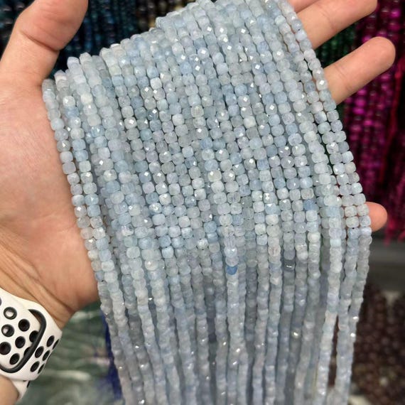 Aquamarin Facettierte Rondellen – 6 Mm, 40 Cm Strang, DIY Schmuckperlen