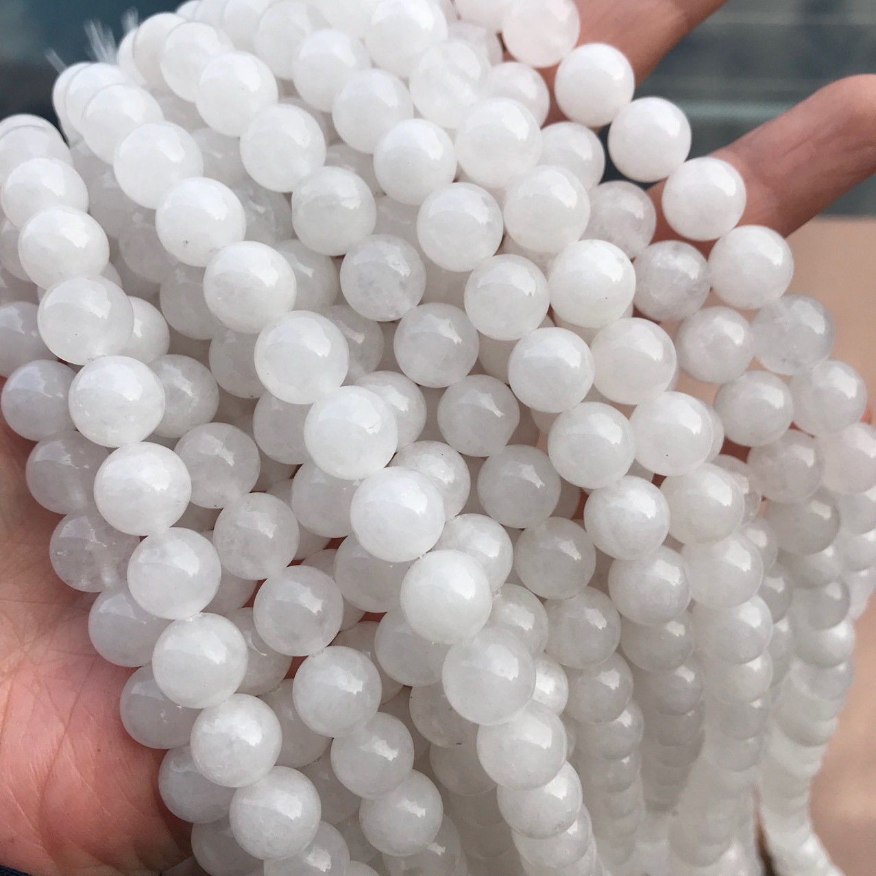 BEADIA Natural White Agate Spacer Beads Caps Loose Semi Gemstone