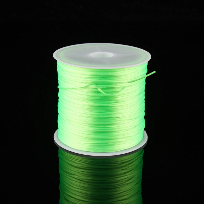 60 m/rouleau 0.6mm forte couleur assortie cristal clair plat élastique chaîne extensible ligne de fil collier cordon de perles pour la fabrication de bijoux à bricoler soi-même Neon Green