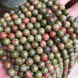 1 Full Strand 15.5" A Grade Genuine Natural Loose Round Semi Precious Unakite Gemstone Beads 2/3/4/6/8/10/12mm