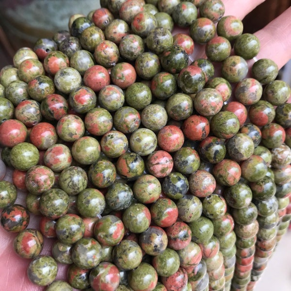 1 Full Strand 15.5" A Grade Genuine Natural Loose Round Semi Precious Unakite Gemstone Beads 2/3/4/6/8/10/12mm