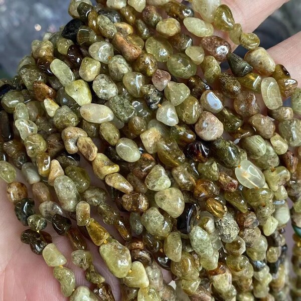 1 Full Strand Loose Irregular Stone Genuine Natural Tsavorite Pebble Nugget Green Garnet Tsavolite Healing Mineral Gemstone Beads 5mm X 8mm