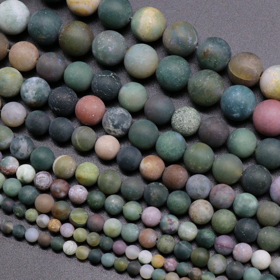 1 Full Strand 15.5" Genuine Natural A Grade Loose Round Semi Precious Matte Frosted Indian Agate Stone Gemstone Beads 4mm 6mm 8mm 10mm 12mm