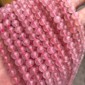 1 Full Strand 15.5 Genuine Natural A Grade Loose Round Semi Precious Smooth Strawberry Quartz Gemstone Beads 4mm 6mm 8mm 10mm image 1