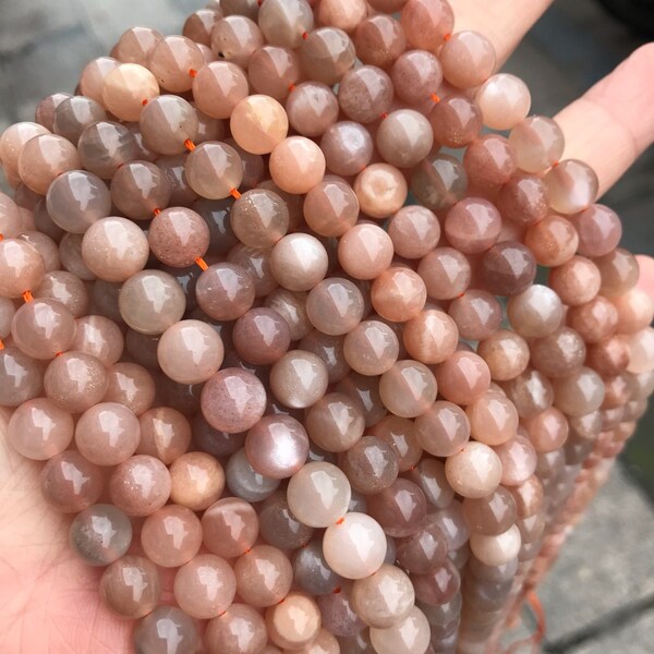 1 Full Strand 15.5" Genuine Natural 3A Grade Loose Round Semi Precious Smooth Orange Peach Sunstone Gemstone Beads 4mm 6mm 8mm 10mm