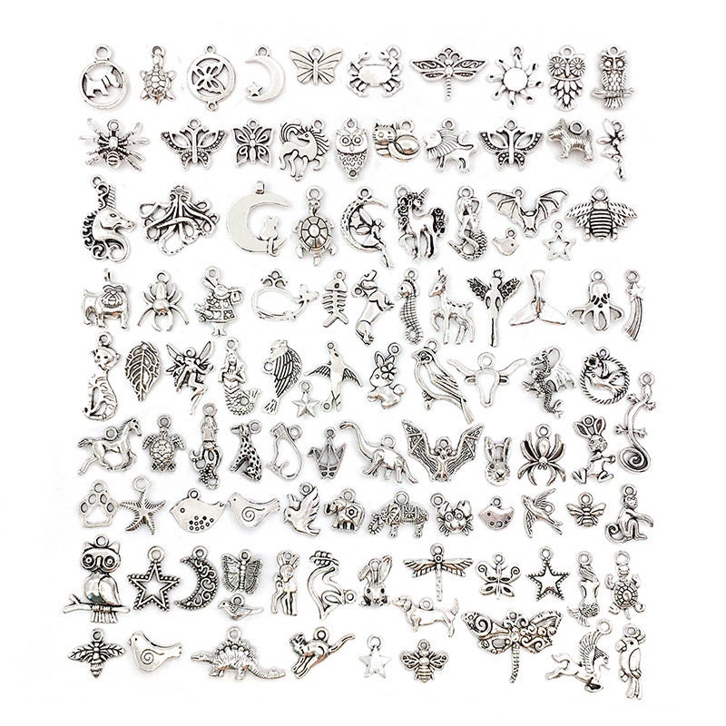Wholesale 100pcs Retro Silver Charm Tibetan Pendants Mixed in BULK Jewelry DIY e