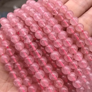 1 Full Strand 15.5 Genuine Natural A Grade Loose Round Semi Precious Smooth Strawberry Quartz Gemstone Beads 4mm 6mm 8mm 10mm image 4