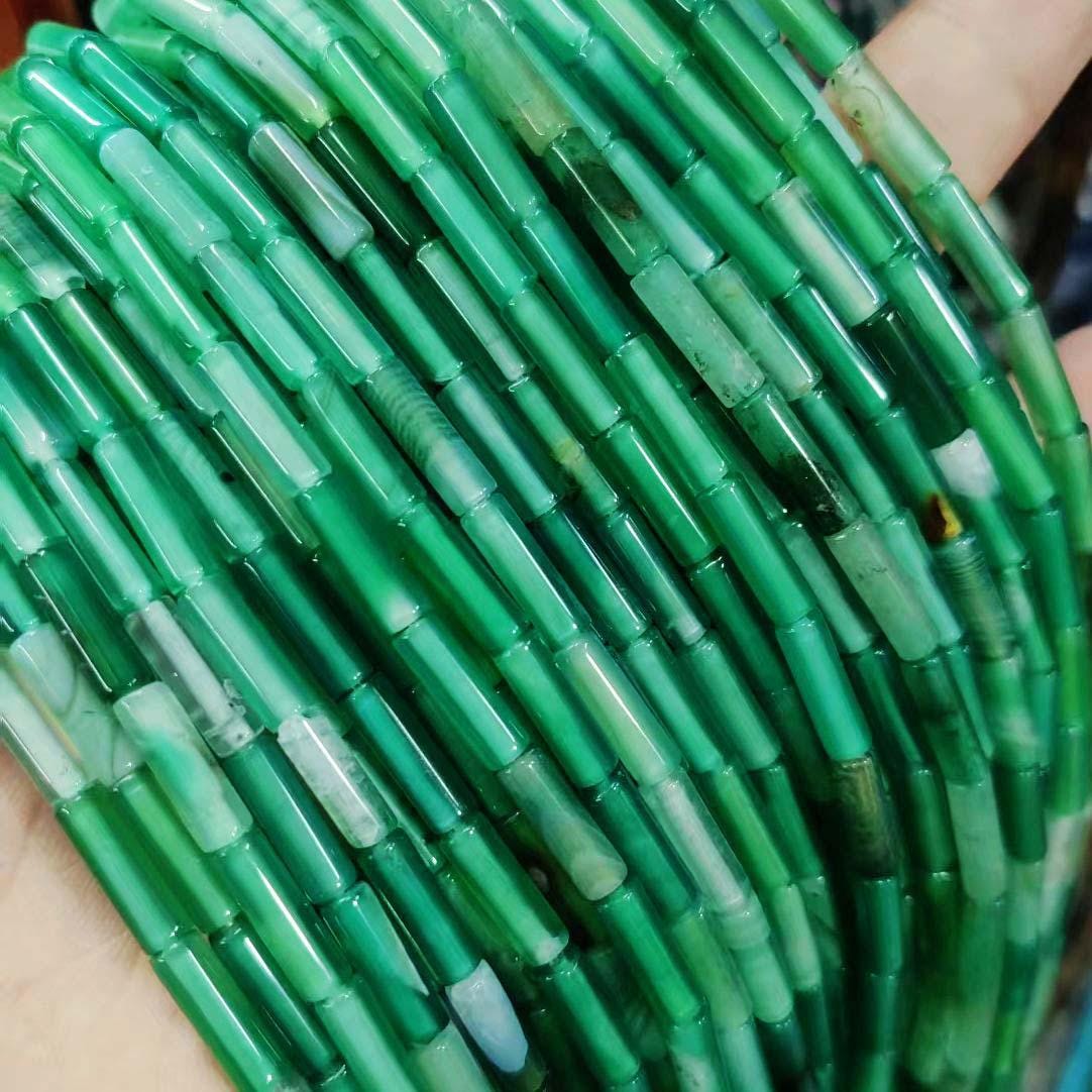 4x13mm Tubular Genuine Natural Loose Cylinder Thin Long Green