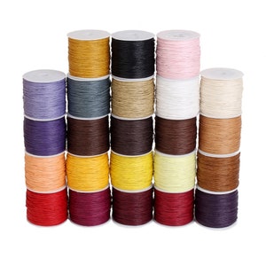 1mm (100 yards/roll) 50 Colors Cotton Wax Cord Waxed Cord Beading Macrame String Thread for Craft Bracelet DIY Jewelry Making Accessories