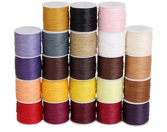 1mm (100 yards/roll) 50 Colors Cotton Wax Cord Waxed Cord Beading Macrame String Thread for Craft Bracelet DIY Jewelry Making Accessories