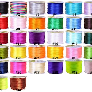 70 mètres/rouleau 1,5 mm nouage chinois nylon tressé queue de rat Kumihimo cordon de satin de soie perles macramé ruban ficelle fil avec bobine bobine image 2