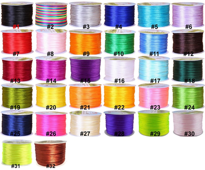 70 Meters/Roll 1.5mm Chinese Knotting Nylon Braided Rattail Kumihimo Silk Satin Cord Beading Macrame Ribbon String Thread with Spool Reel zdjęcie 2