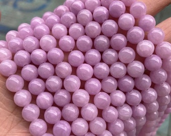 1 Full Strand 15.5 « Loose Round Semi Precious Smooth Colored Pink Kunzite Spodumene Stone Gemstone Beads 4mm 6mm 8mm 10mm 12mm