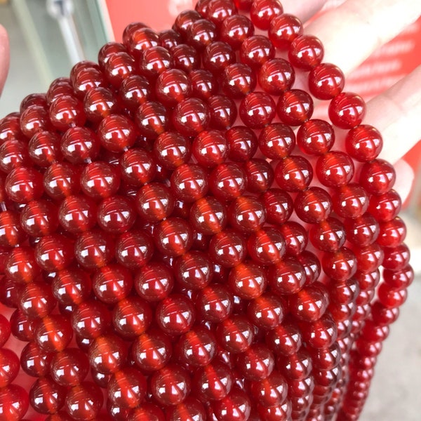 1 Full Strand 15.5 « A Grade Natural Loose Round Semi Precious Red Agate Gemstone Beads 4mm 6mm 8mm 10mm 12mm