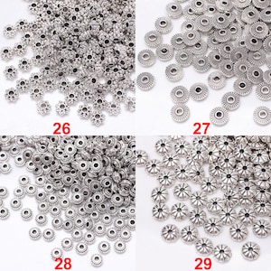 Bulk You Pick Assorted Style 100 pcs Antique Tibetan Silver Rondelle Loose Round Daisy Donut Spacer Metal Beads for DIY Jewelry Making zdjęcie 10