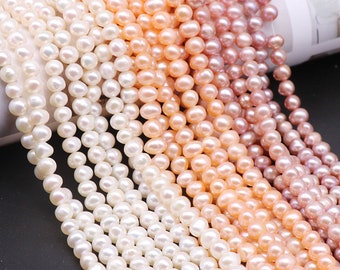 Genuine Natural 1 Full Strand 15.5" Loose Round Popular Fashion Nugget Freshwater Pearl Beads High Luster 3mm 4mm 5mm 6mm 7mm 8mm 9mm 10mm