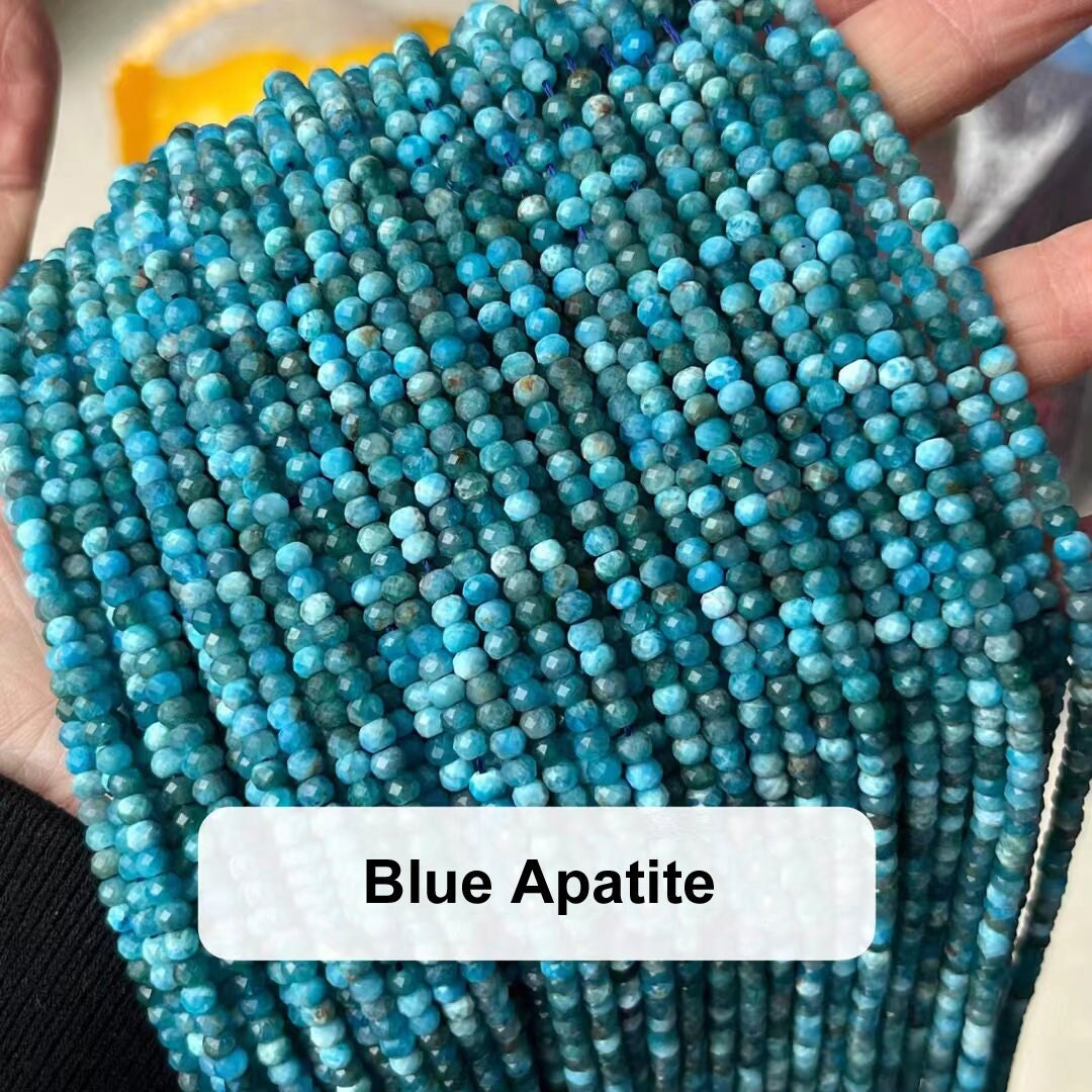 thumbnail image 2 of Natural Blue Apatite Gemstone Round Loose Beads – 6mm To 12mm, 15-inch Strand, Handmade 2 of 6