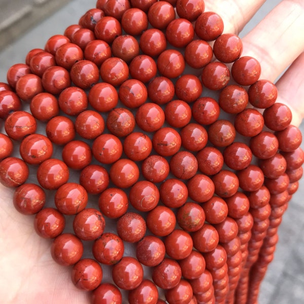 1 Full Strand 15.5" A Grade Genuine Natural Loose Round Semi Precious Red Jasper Gemstone Beads 2/3/4/6/8/10/12mm