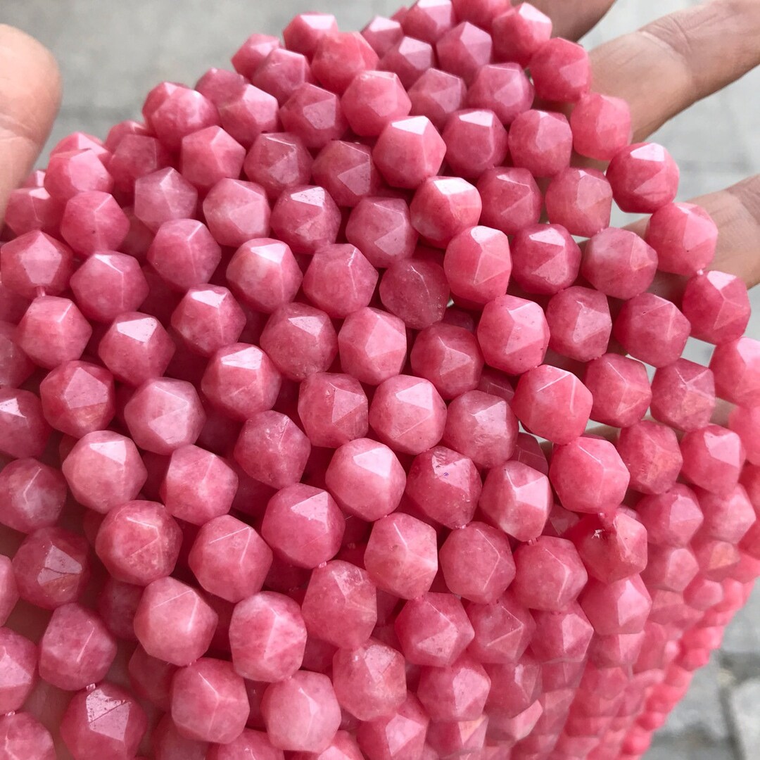 1 Full Strand 15.5 Loose Semi Precious Star Cut Faceted Rhodonite ...