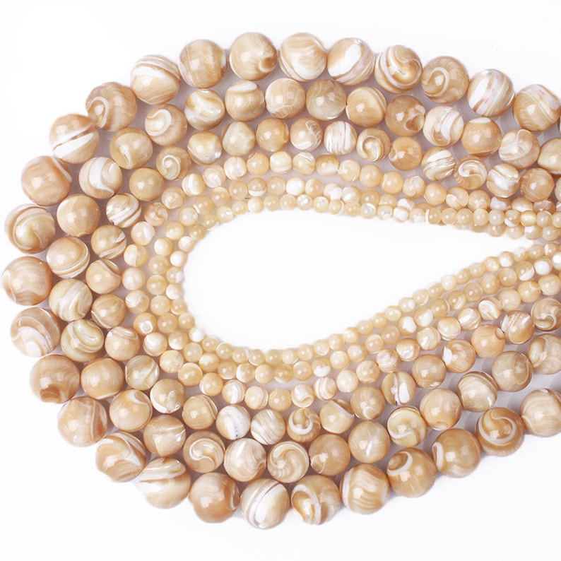 1 brin complet 15,5 pouces en vrac rond naturel rond nacre perles de nacre pour la fabrication de bijoux 2 mm 3 mm 4 mm 5 mm 6 mm 8 mm 10 mm 12 mm image 7