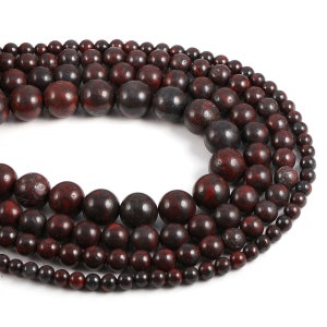 1 Full Strand 15.5" A Grade Genuine Natural Loose Round Semi Precious Dark Red Brecciated Jasper Gemstone Beads 4mm 6mm 8mm 10mm 12mm