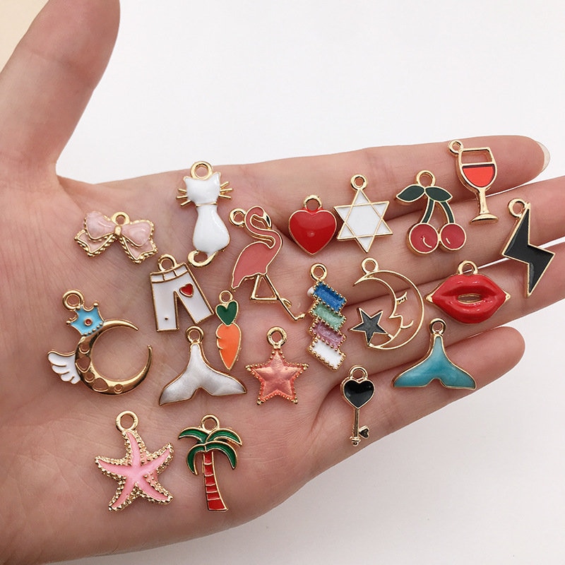 Positive Affirmations Colorful Bulk Designer Charms for Jewelry Making Set 2 / Gold