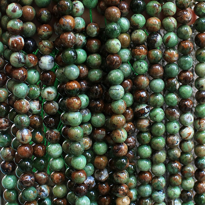 1 Full Strand Genuine Natural Real Green Opal Gemstone Loose Round Beads Stone Gemstone Suppliers for DIY Jewelry Making 6mm 8mm 10mm 15.5 image 3