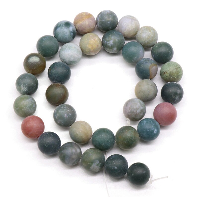 1 Full Strand 15.5" Genuine Natural A Grade Loose Round Semi Precious Matte Frosted Indian Agate Stone Gemstone Beads 4mm 6mm 8mm 10mm 12mm image 4