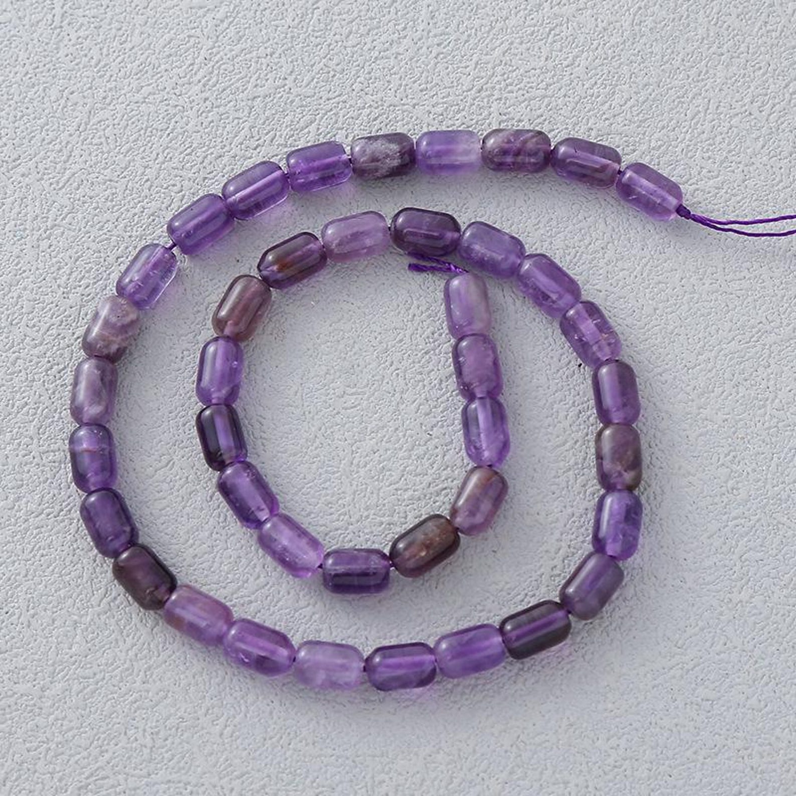 6x9mm Genuine Real Natural Barrel Shape Amethyst Gemstone Short Tube ...