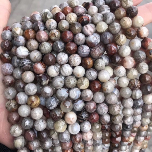 1 Full Strand 15.5 "Echte Natuurlijke Losse Ronde Semi Precious Healing Stone Smooth Mexican Crazy Lace Agaat Edelsteen Kralen 6mm 8mm 10mm