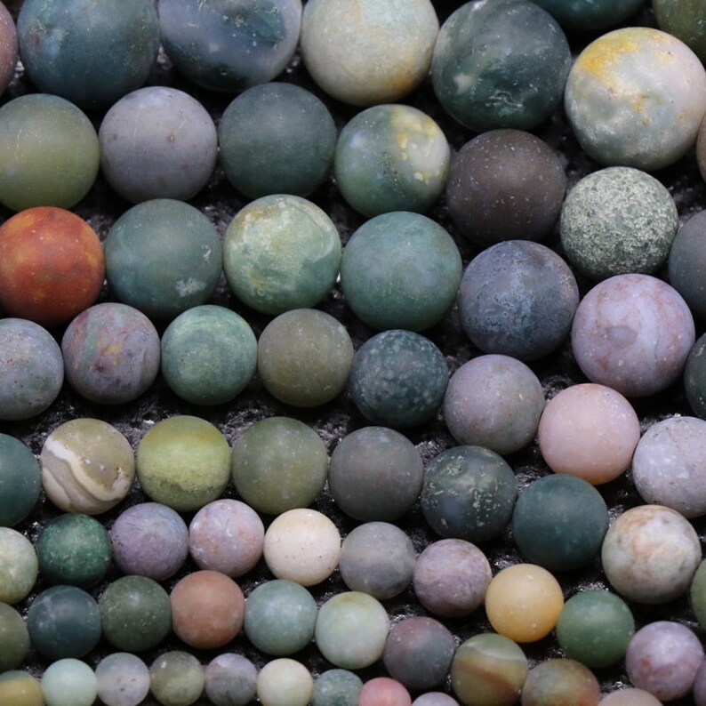 1 Full Strand 15.5" Genuine Natural A Grade Loose Round Semi Precious Matte Frosted Indian Agate Stone Gemstone Beads 4mm 6mm 8mm 10mm 12mm image 5