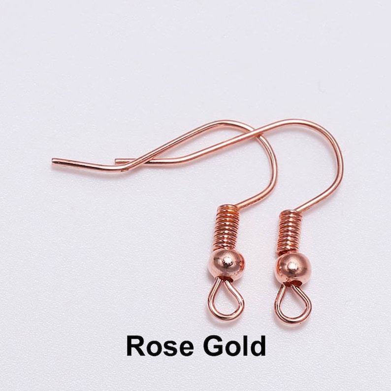 100 pcs/lot vente en gros argent/or/Bronze Antique/Gunmetal/noir/cuivre poisson crochet français boucles d'oreilles fil faisant des résultats accessoires 2018mm Rose Gold