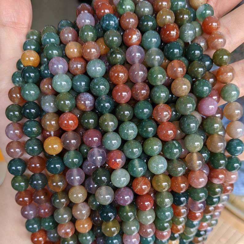 Genuine Natural A Grade Loose Round Semi Precious Smooth Indian Agate Stone Gemstone Beads 2/3/4/6/8/10/12/14mm Full Strand 15" image 1