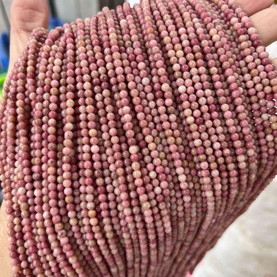 Gem-Inside - Perline Di Rodonite Naturale Sfaccettata 2mm - Grado AA - Filo Da 38 Cm Per Gioielli Fai Da Te