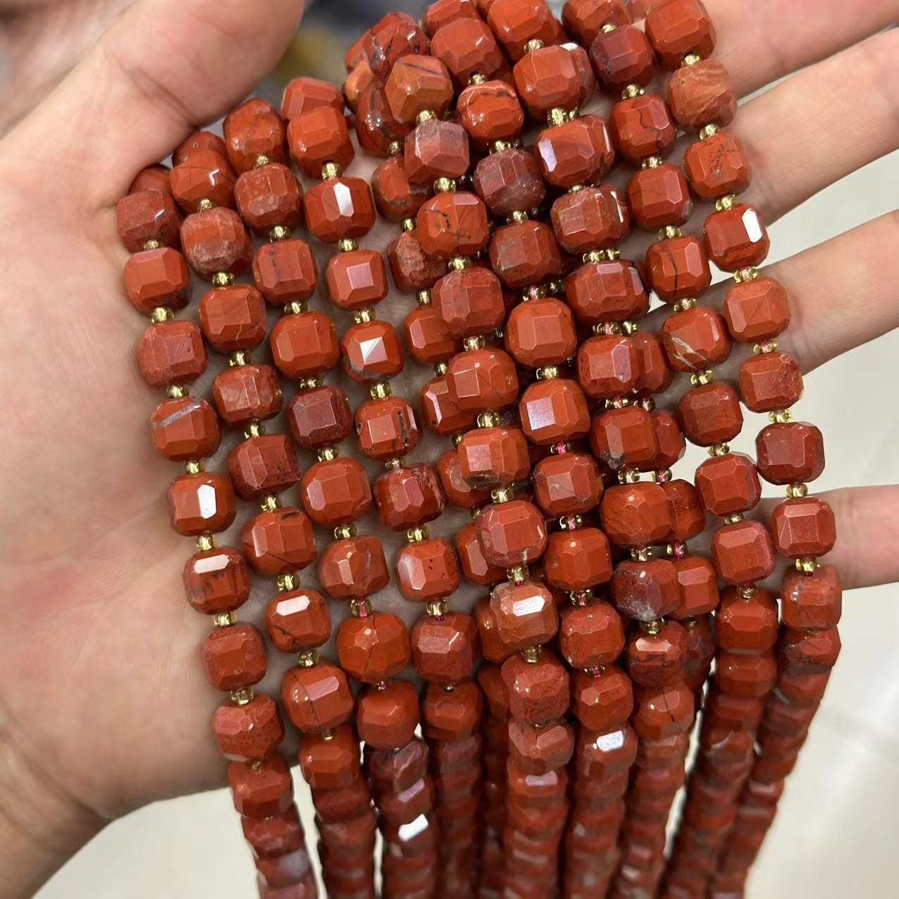 Diaspro Rosso - Sfera Sfaccettata Da 14mm - Pietre Singole (al Pezzo - Foto 10