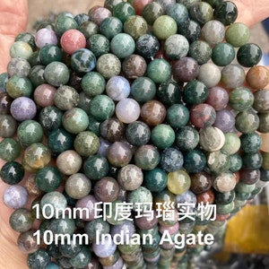 Genuine Natural Loose Round Smooth Indian Agate Stone Gemstone Beads for DIY Bracelet Necklace Earrings Jewelry Making 2/3/4/6/8/10/12mm 15" image 2