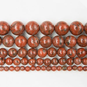 1 Full Strand 15.5&quot; A Grade Genuine Natural Loose Round Semi Precious Red Sesame Jasper Stone Gemstone Beads 4mm 6mm 8mm 10mm 12mm