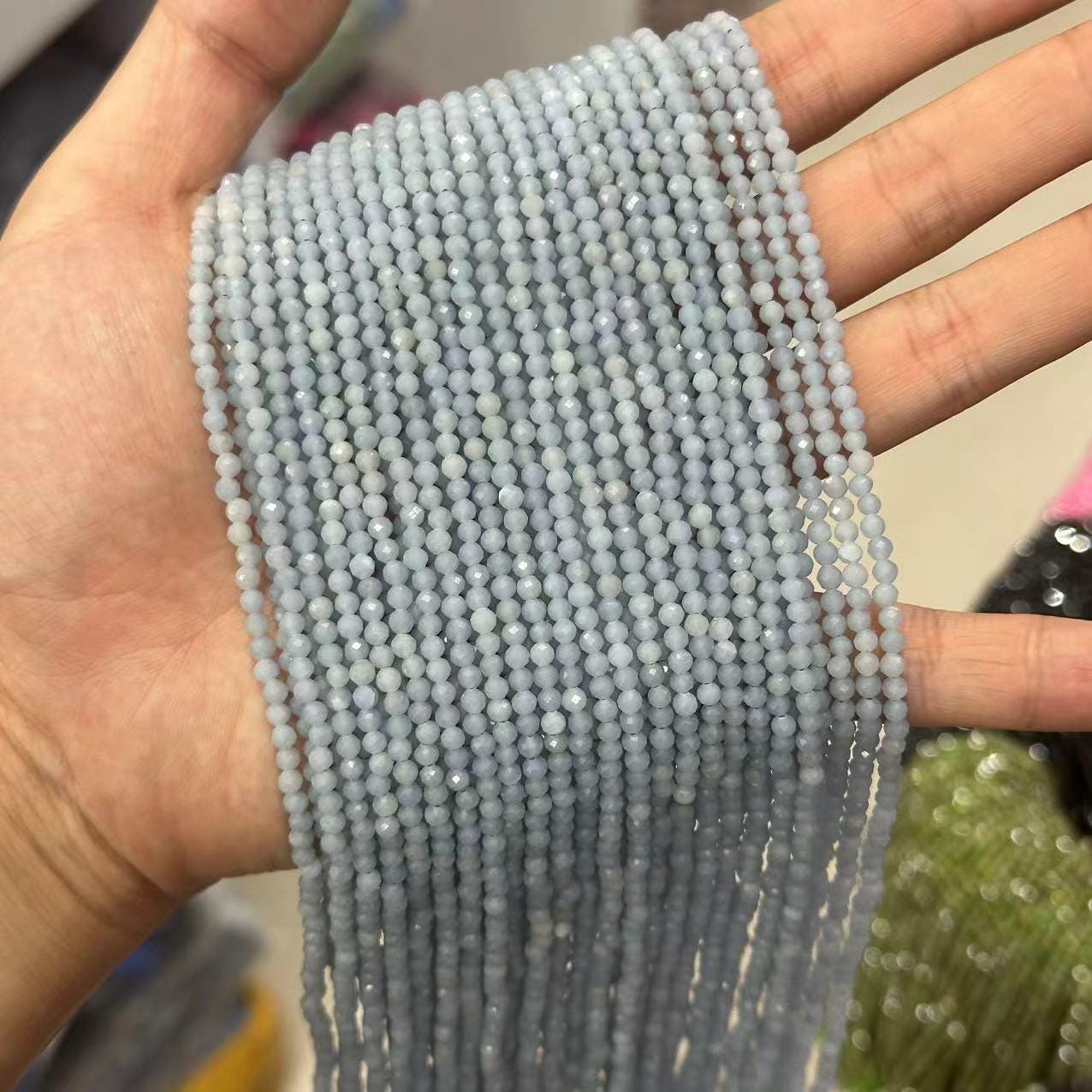 Perline Rotonde In Pietra Angelite Naturale Da 15,5" E 8 Mm, Perline Fai Da Te In Pietra Preziosa Di Colore Blu Di Alta Qualit&agrave; Da 8 Mm, Pietra Semipreziosa, Grossista Di Gioielli