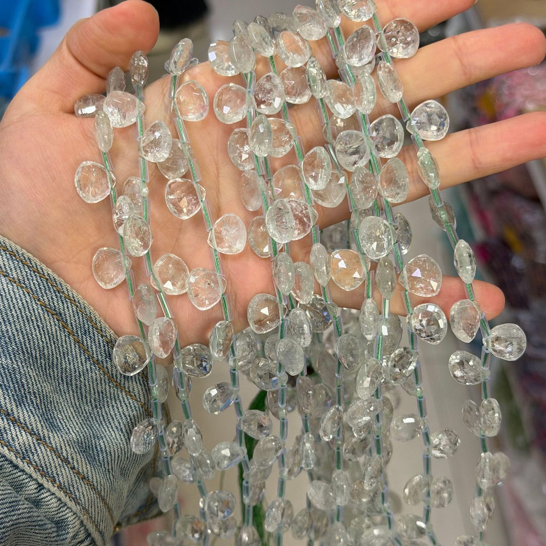 Genuine Natural Green Quartz Micro Faceted Shell Shape Water-drop ...