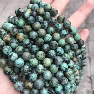 1 Full Strand Genuine Natural Loose Round Semi Precious Natural Smooth African Turquoise Gemstone Beads 4mm 6mm 8mm 10mm 12mm