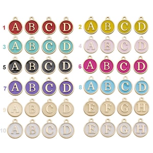 26 unids/lote, surtido de A-Z, esmalte de doble cara, letras del alfabeto, colgantes de Metal para pulsera DIY, collar, accesorios para hacer joyas