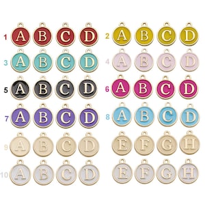 Hicarer 104 Pieces Mixed Letter Beads Enamel Metal Letter Charms Double Sided Initial Pendant A-Z Alphabet Charm for Necklace Bracelet Jewelry Making