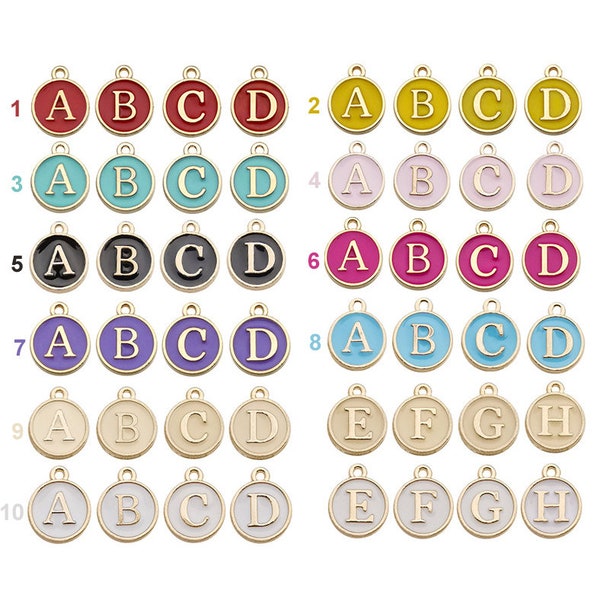 26pcs/lot Assorted A-Z Double Sided Enamel Alphabet Letter Metal Charms Pendants for DIY Bracelet Necklace Jewelry Making Accessories